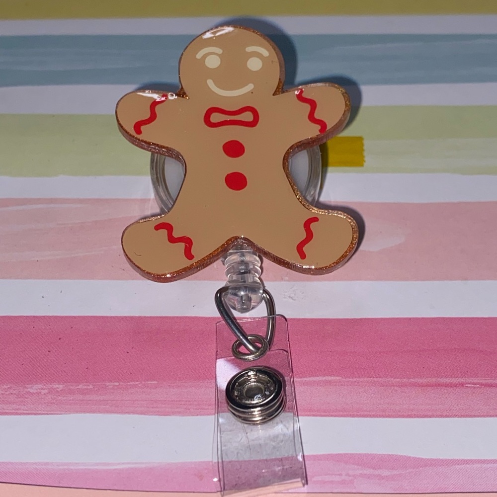 Christmas Gingerbread Man Badge Reel